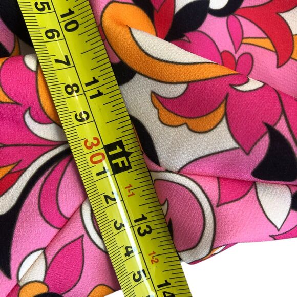 ZARA Pink Paisley High Waist Barbie Retro 60's Summer Trouser Pants Sz M - Picture 8 of 12